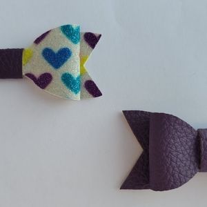 Rainbow Heart and Purple Bow Set